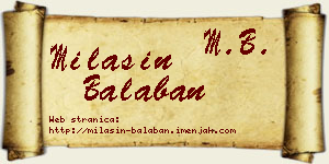 Milašin Balaban vizit kartica